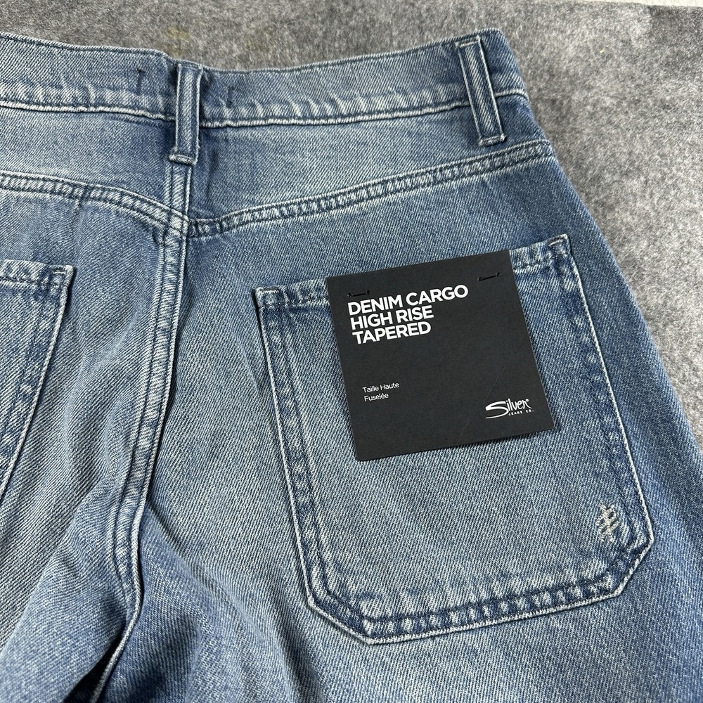 Silver Jeans Co Denim Cargo Pants Womens 26 Blue High Rise Tapered L28380ACS251